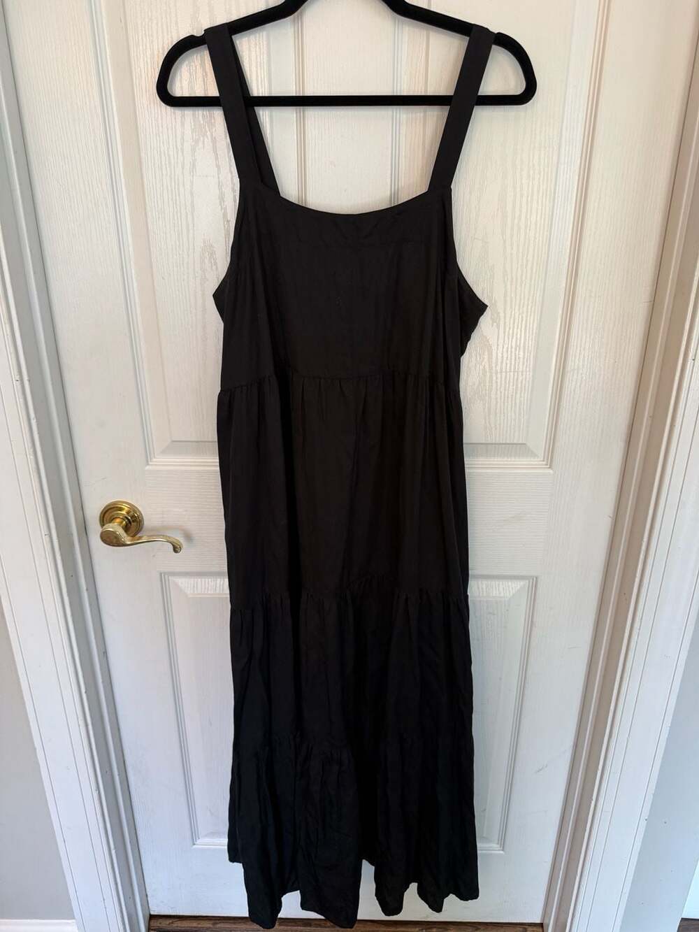 The Drop Britt Tencel Lyocell Tiered Maxi Tent Dress in Black L